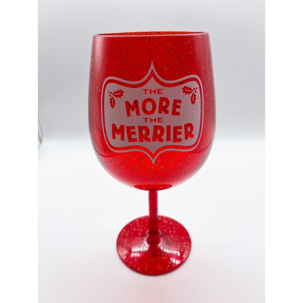 Hallmark The More The Merrier Giant Red Sparkly Plastic Wine Glass